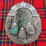 Scottish Grey Rabbit Fur 3 Tassels Kilt Sporran